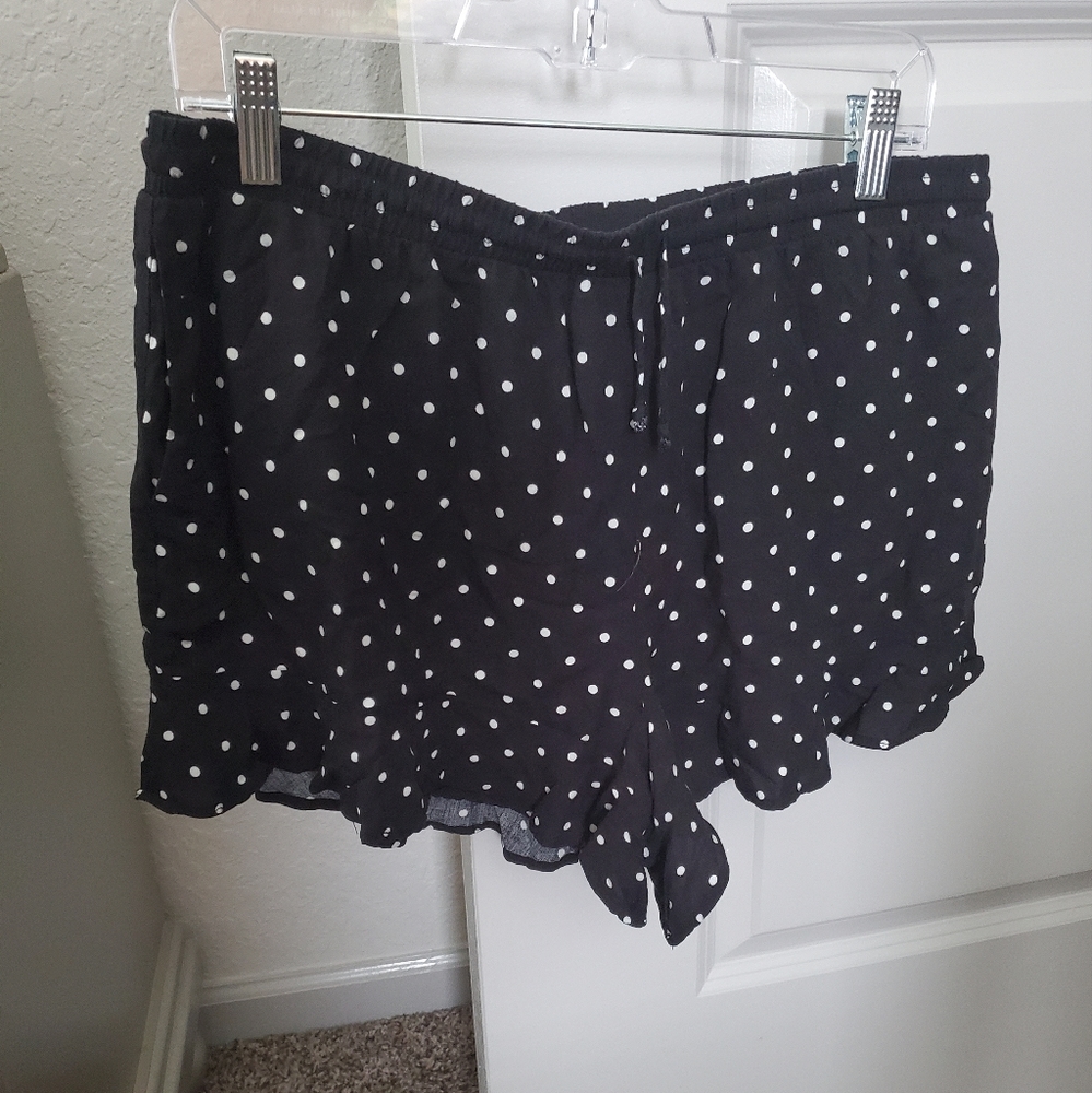Cute Black Frilly Polka Dot Shorts